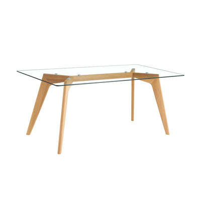 Olav 6-Person Rectangular Dining Table in Glass & White Oak