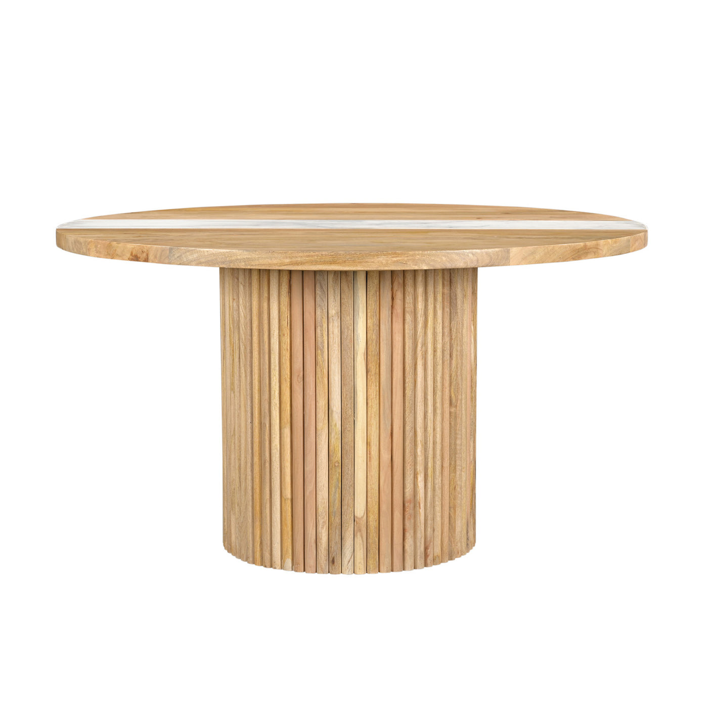 Lunas Round Dining Table in Mango Wood & White Marble