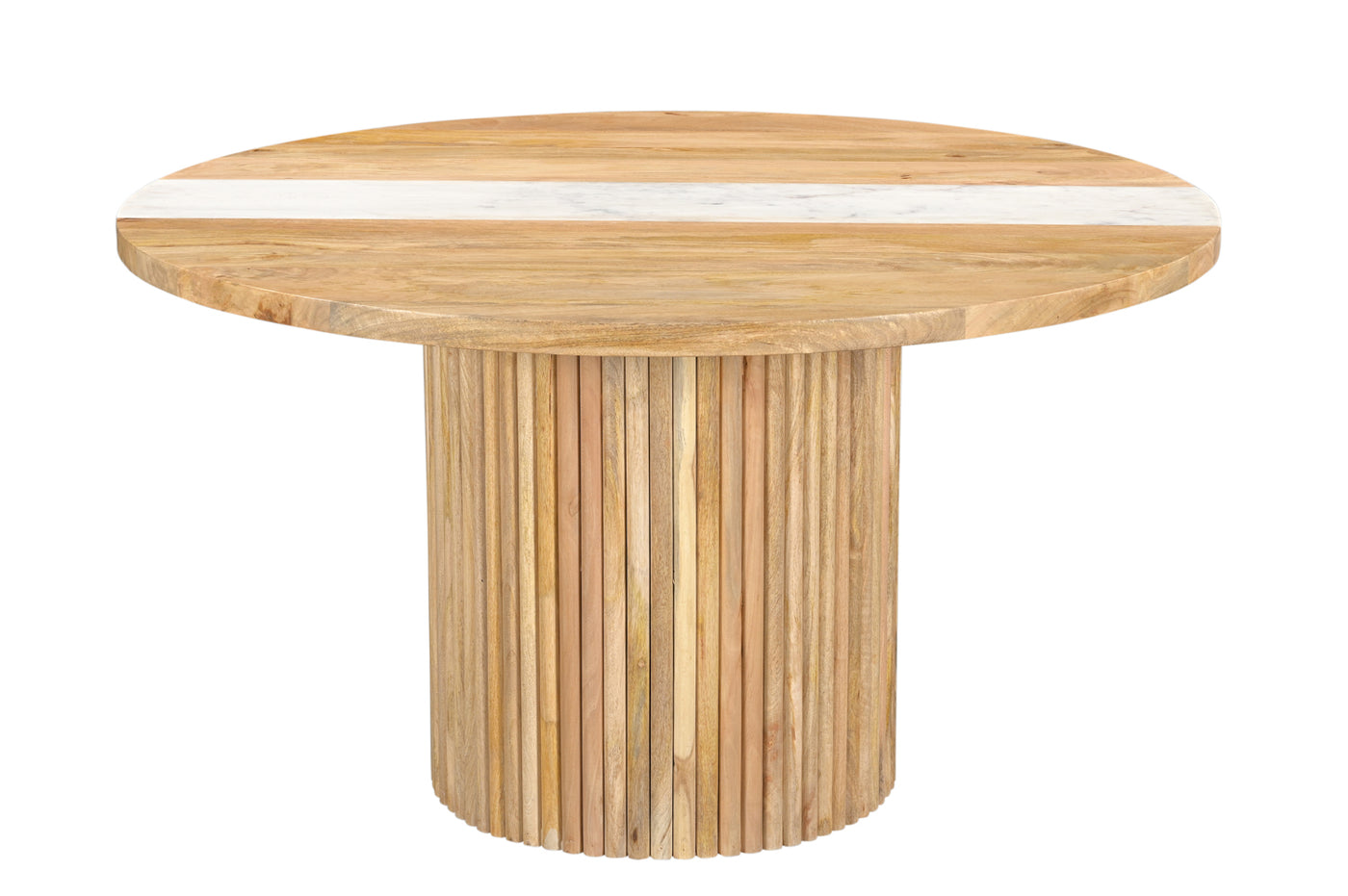 Lunas Round Dining Table in Mango Wood & White Marble