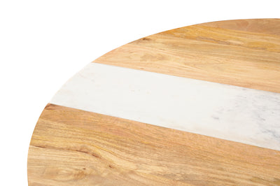 Lunas Round Dining Table in Mango Wood & White Marble