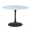 Klara Round Dining Table in White Faux Marble & Metal