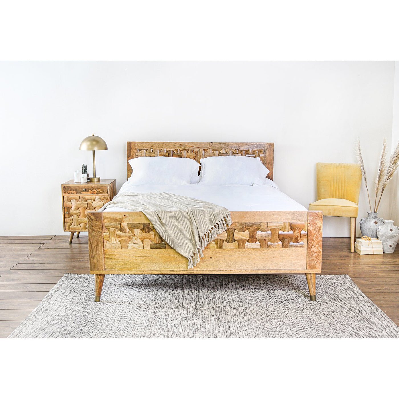 Clio Bed Frame in Light Honey Finish