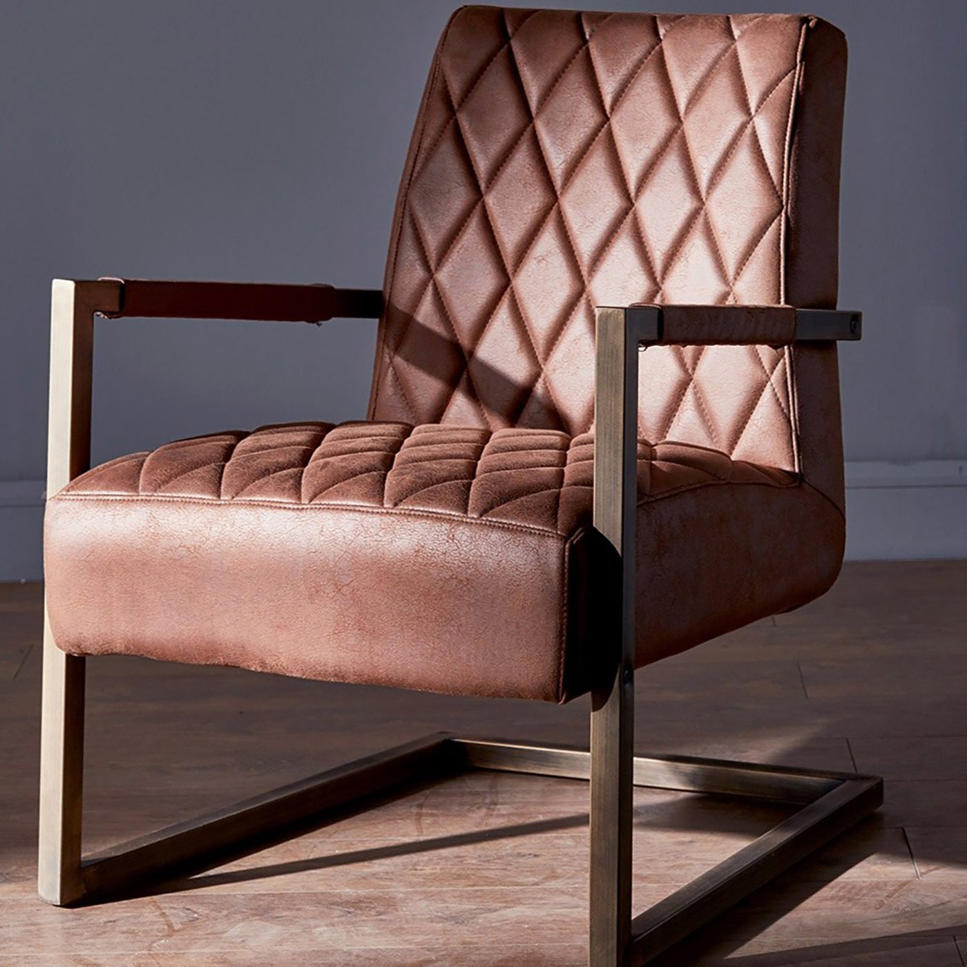 Bronson Faux Leather Armchair in Vintage Brown