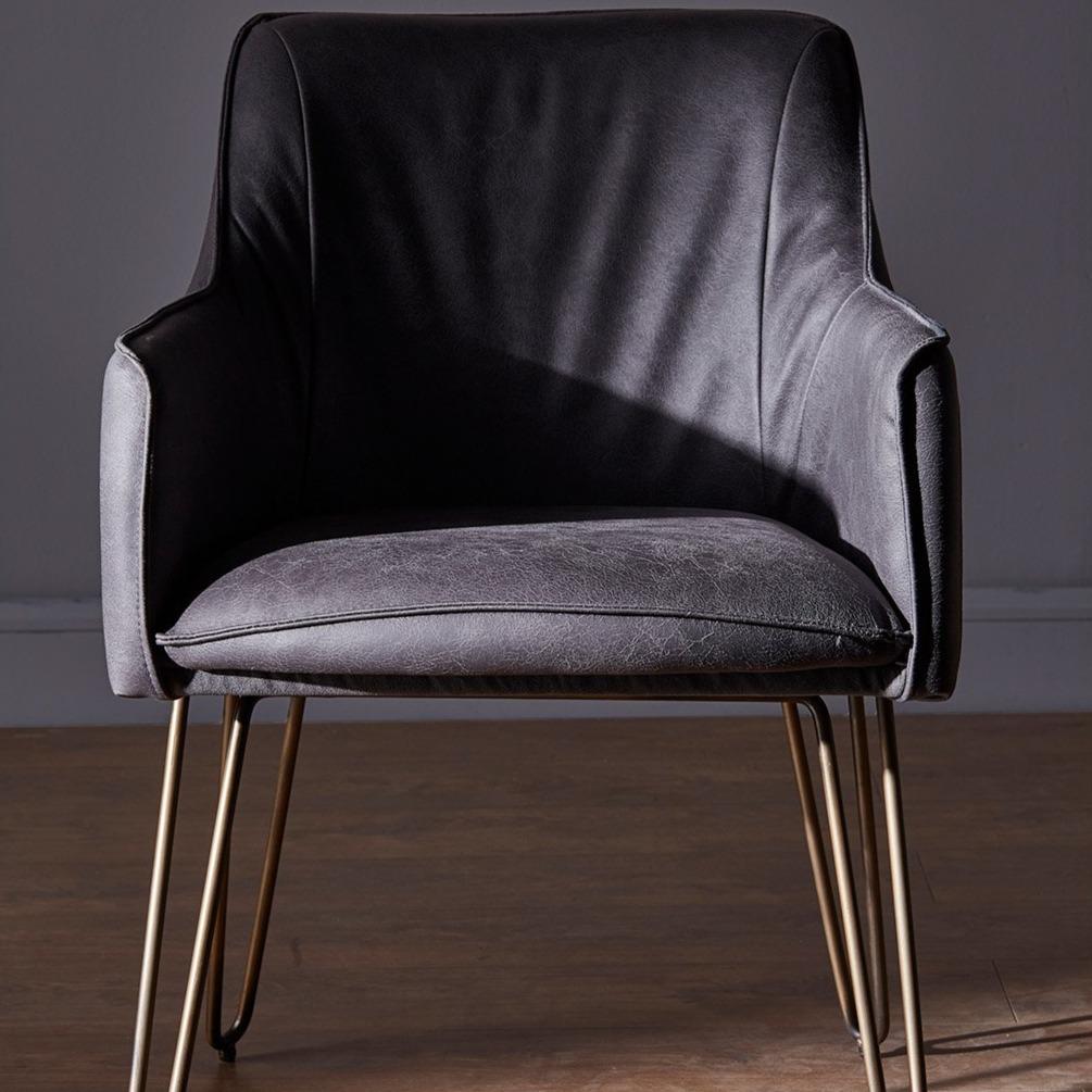 Wayne Faux Leather Armchair in Grey